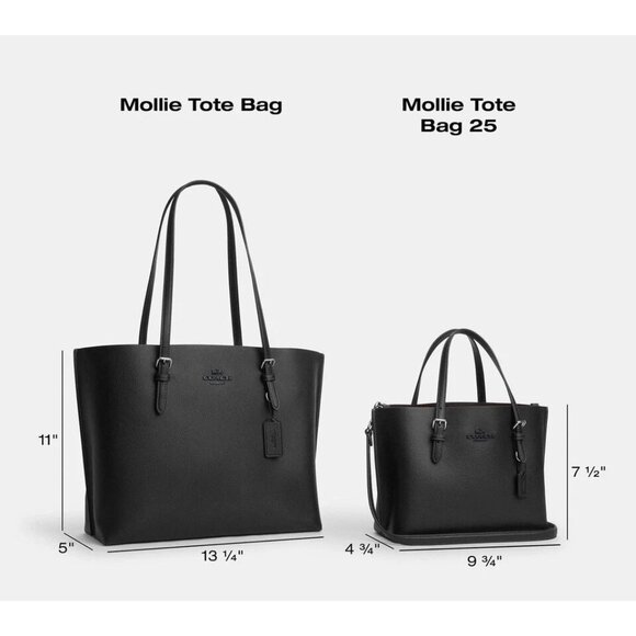 COACH CAL44 Mollie Tote Bag 25 Floral Print Double Face & Pebble Leather Chic - Picture 4 of 9